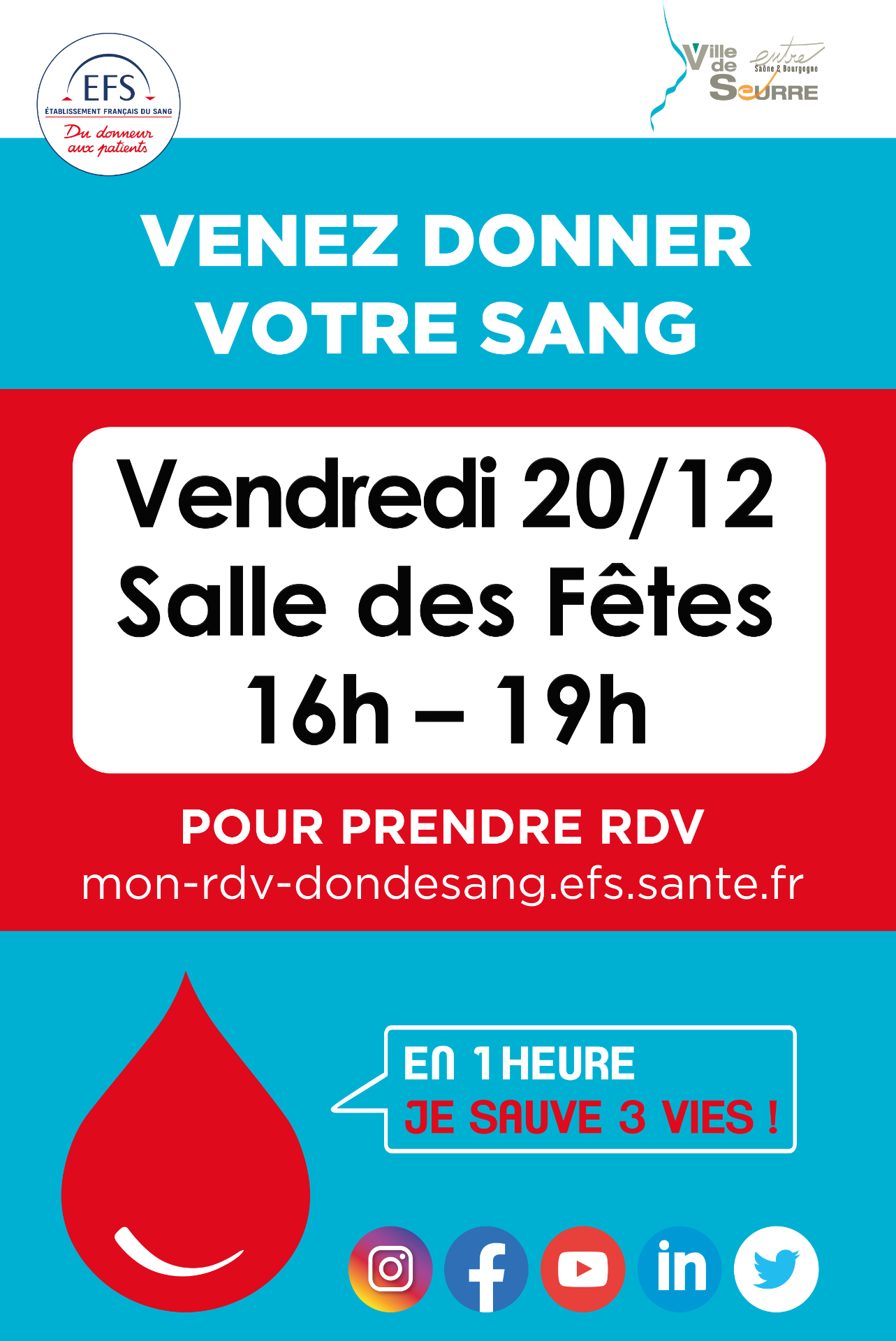 Don du sang vendredi 20 décembre