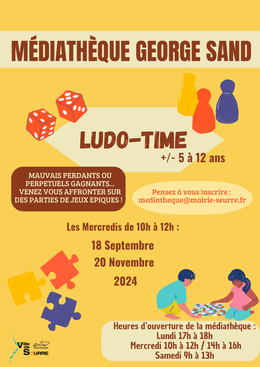 Affiche ludo time à la médiathèque George Sand à Seurre