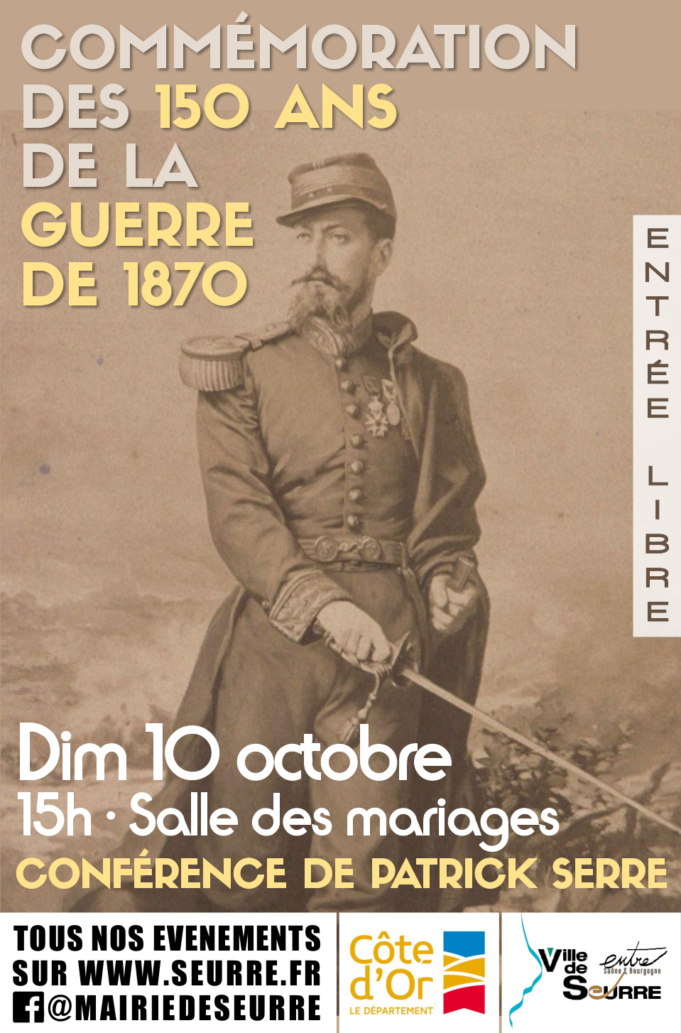 Affiche de la conférence de Patrick Serre sur la commémoration des 150 ans de la guerre de 1870
