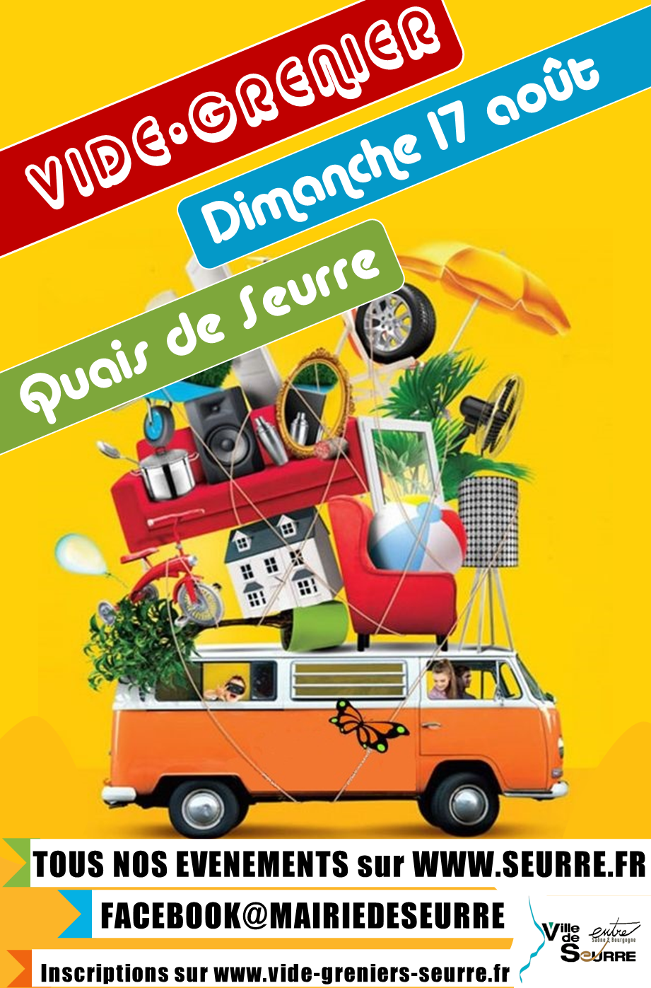 Affiche du grande vide-greniers des quais à Seurre