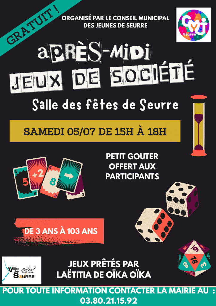 Après-midi jeux de société le 5 juillet 2025 à Seurre